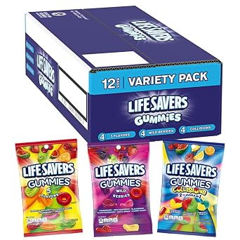 LIFE SAVERS Wild Berry, Collisions, and 5 Flavors Assorted Candies, Gummy Candy Variety Pack, 12 Count Bags