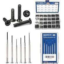 NINDEJIN 720 PCS M1.4/1.7/2/2.5/3 Laptop Computer Screws Kit+6PCS Flathead & Phillips Screw Precision Screwdriver Set