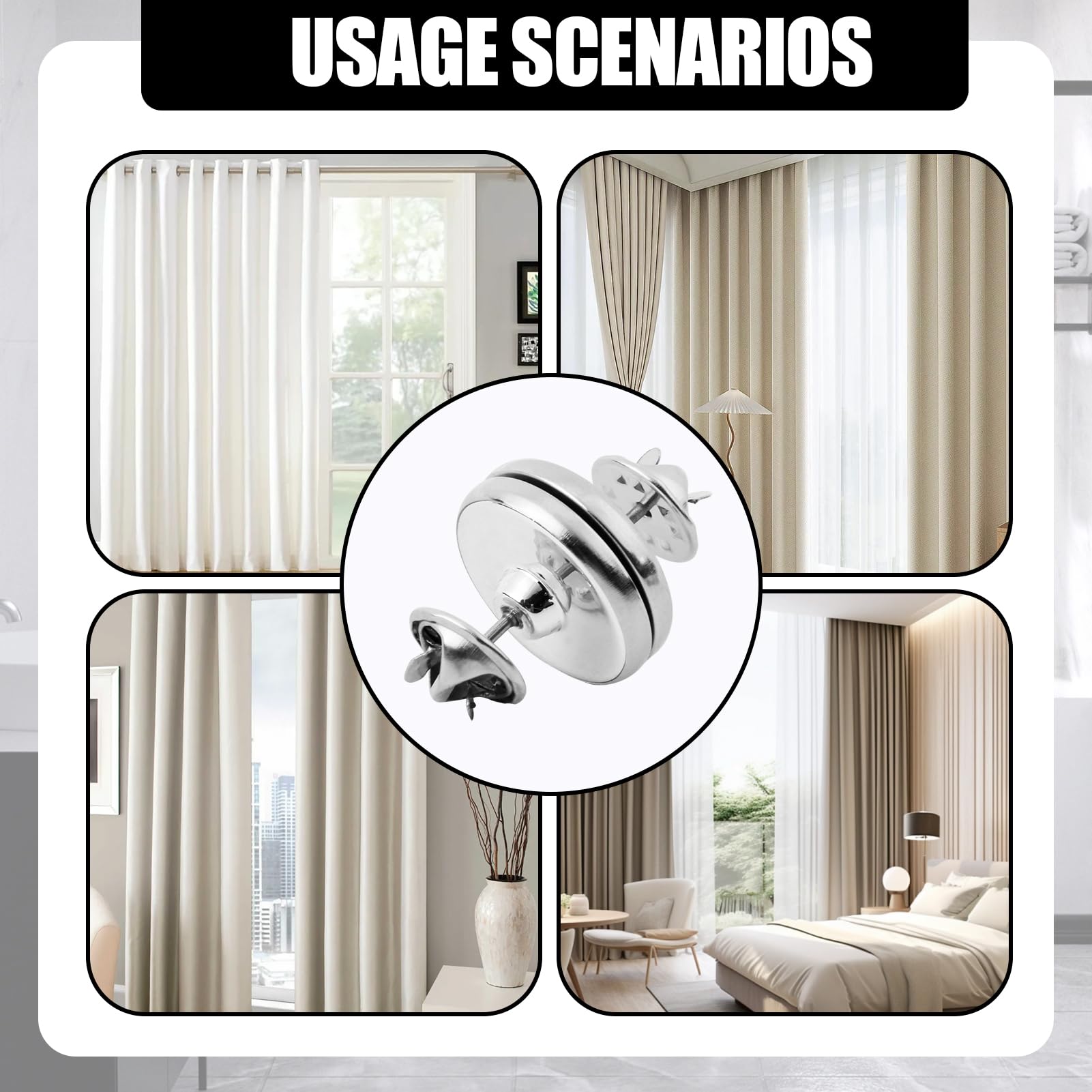 12 Paia Fermatende Magnetici In Lega - Calamite Robuste Per Tende, Camera, Cucina - Foto 4