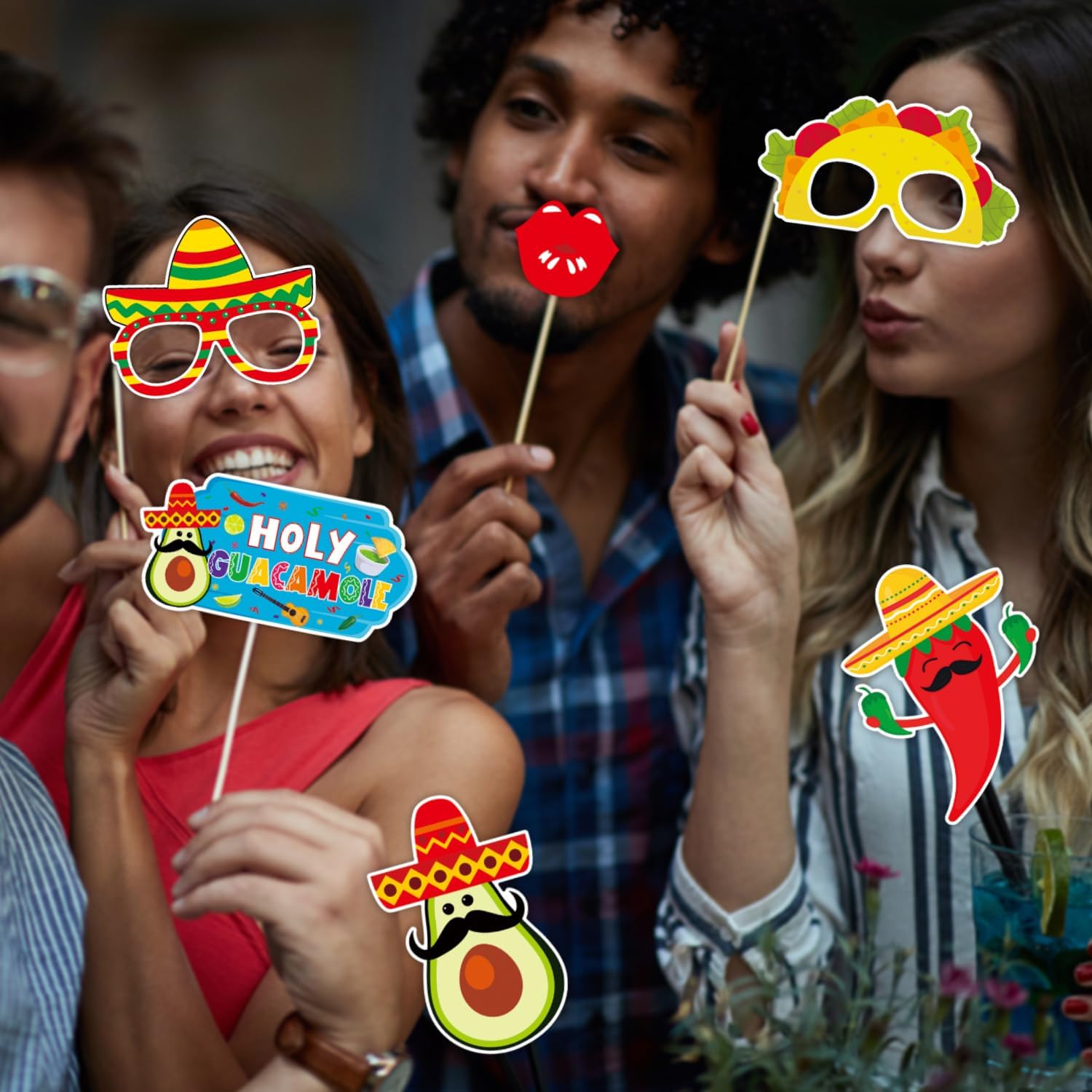 Cinco De Mayo Photo Booth Props Party Supplies - Funny Mexican Cinco De Mayo Party Favors Decorations - Mexican Fiesta Party Decorations - Set of 24 Counts