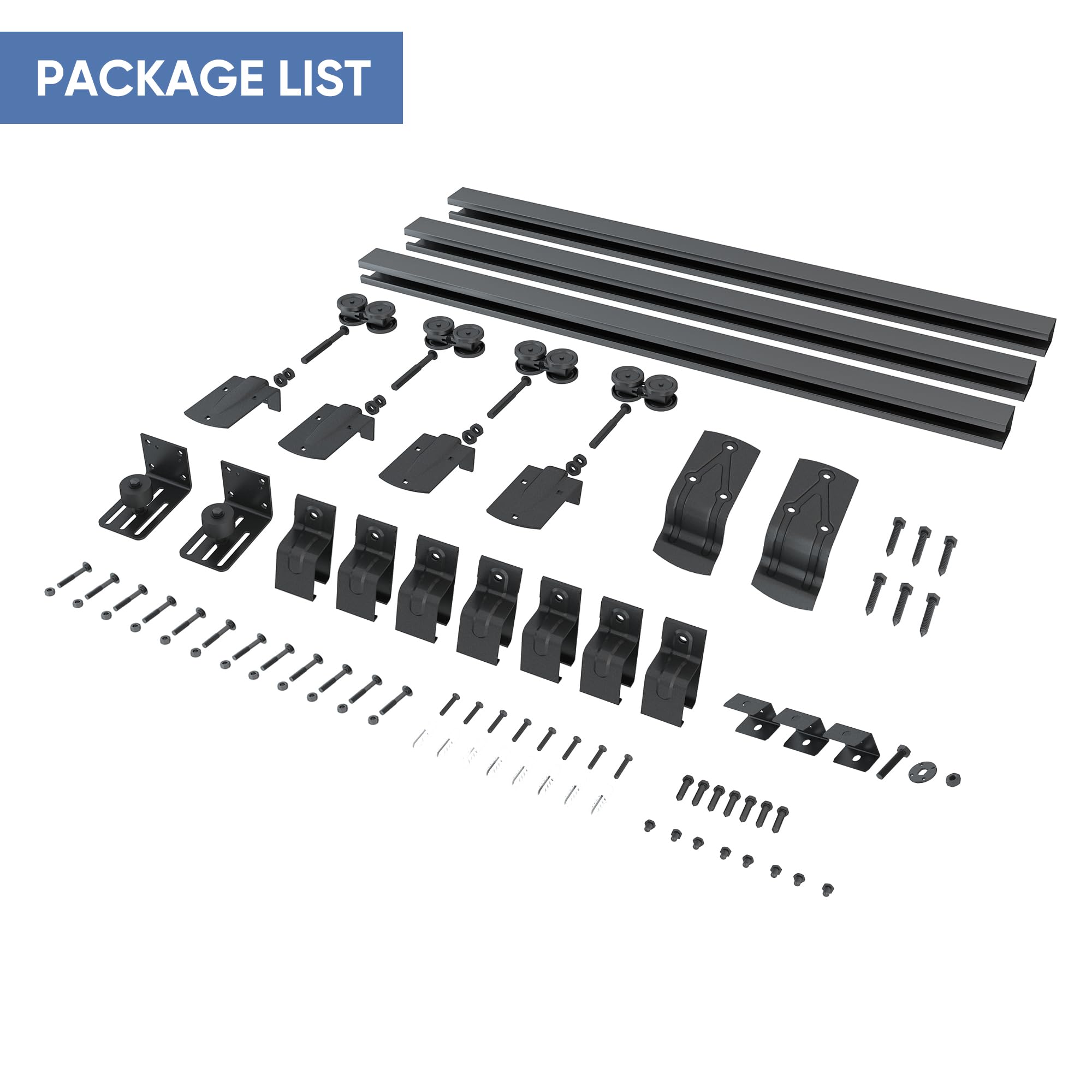 Exterior Barn Door Hardware Kit, BARNSMITH 12FT Sliding Barn Door Hardware Heavy Duty Doors Track Kit for Double Doors Use, Wall Mount, Black (Hardware Only) — Amazon image 7