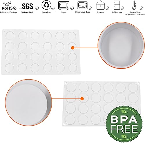 Miniatura 4 de OCPO KITCHEN Molde de silicona cilíndrica redonda 3D para hornear pasteles de mousse, dulces, pasteles, chocolate, cupcake, galletas, molde de