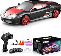 Vista 13 de Auto de control remoto RC Drift Car 2.4GHz escala 1:24 4WD 15KM/H Modelo de vehículo de alta velocidad con luces LED Neumático de Derrape Coche