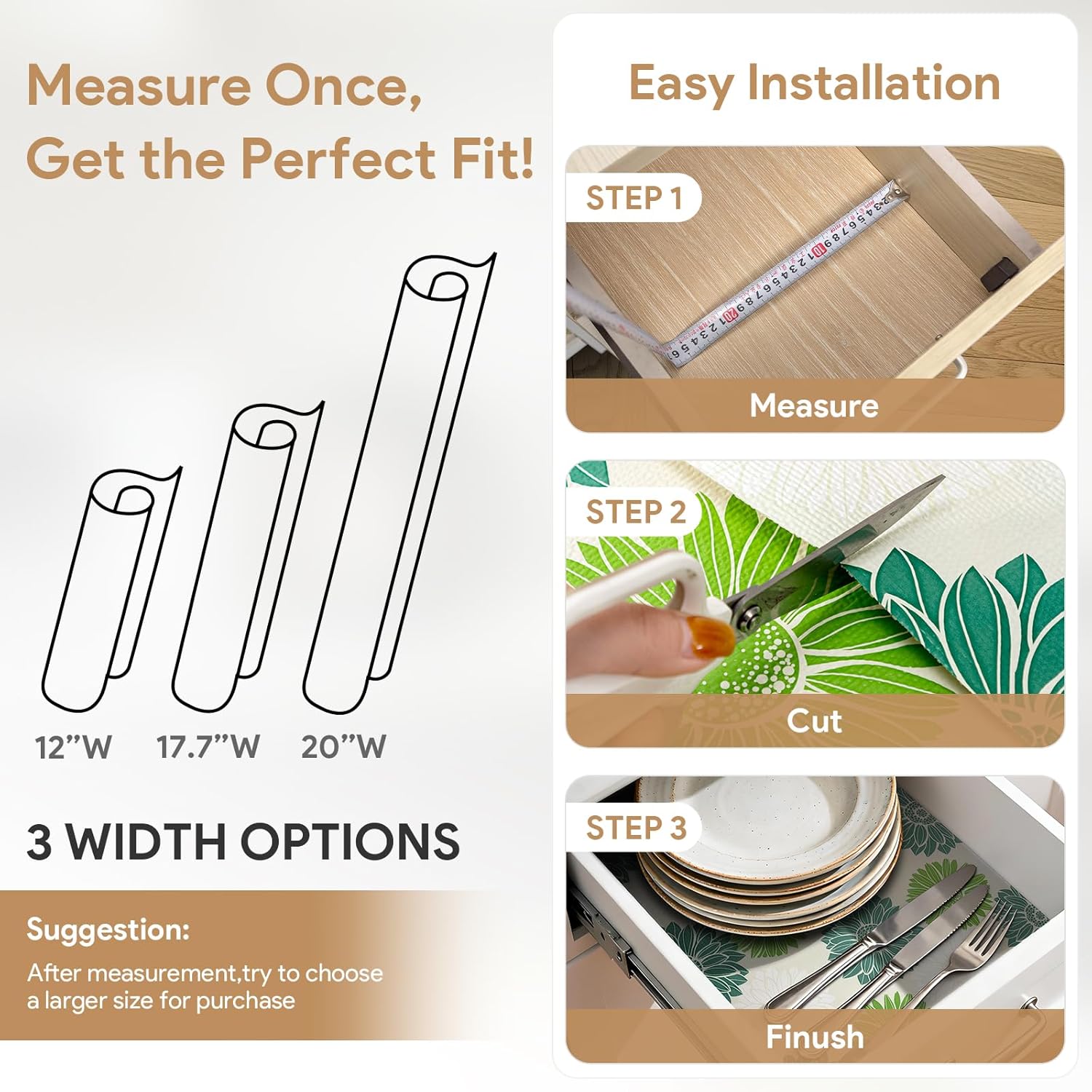 Shelf Liner 3Rolls*17.7'' X 96'' Non Adhesive Cabinet Drawer Liner, Non Slip Waterproof Mats for Dresser Cupboard Pantry Shelves Liner Anti Slip Cabinet Liner Kitchen Fefrigerator Liners