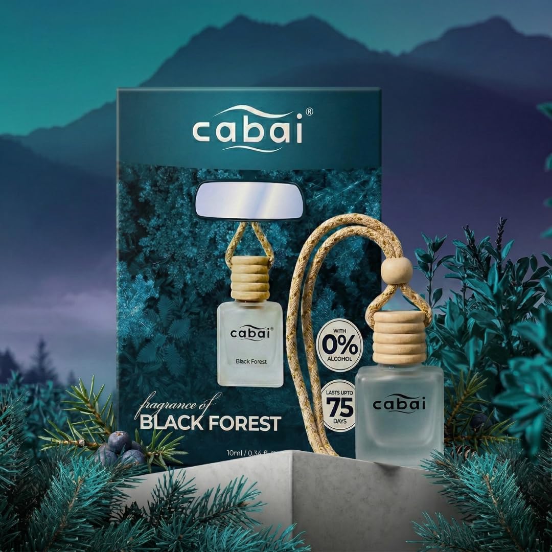 Premium Car Perfume Hanging Pod, 10 ML, Black Forestfragrance Car Air Freshener,Natural Essential Fragrance Oils in Glass Bottle with Wooden Diffuser Lid, Last Upto 75 Days-image-21