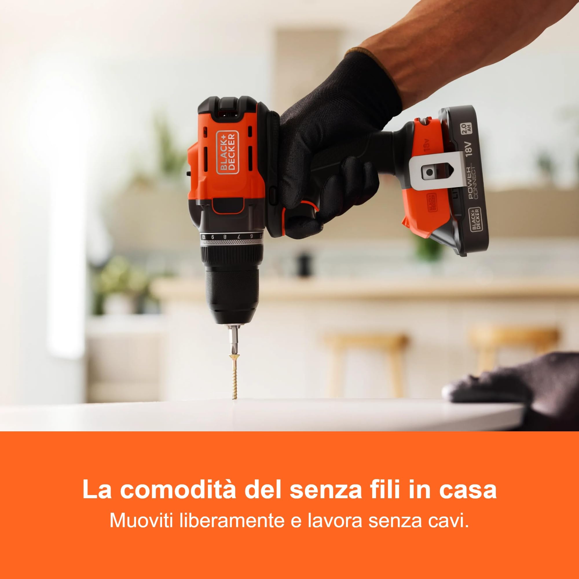 BLACK+DECKER Trapano Avvitatore Senza Fili 18V, Coppia Massima 45Nm, 2 Impostazioni di Velocità, Mandrino Autoserrante e Luce LED, BCD382XN-XJ | Coppia Massima 45Nm, 2 Impostazioni di Velocità, Mandrino Autoserrante e Luce LED
