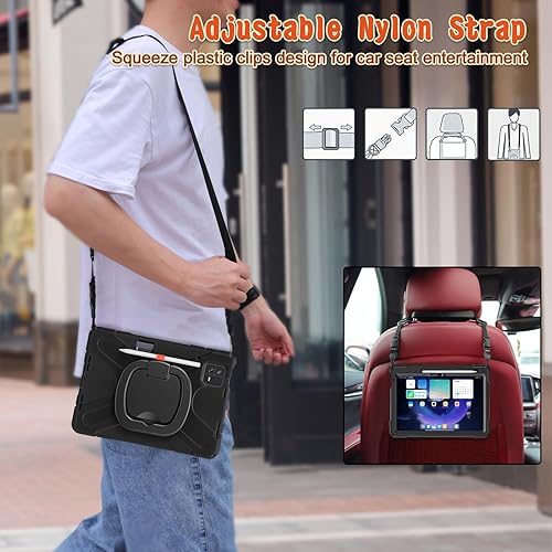 Miniatura 8 de Funda resistente para tablet Pad 6 6 Pro, funda para tableta con soporte, funda plegable delgada para Pad 6 6 Pro, rotación de 360, correa de hombro