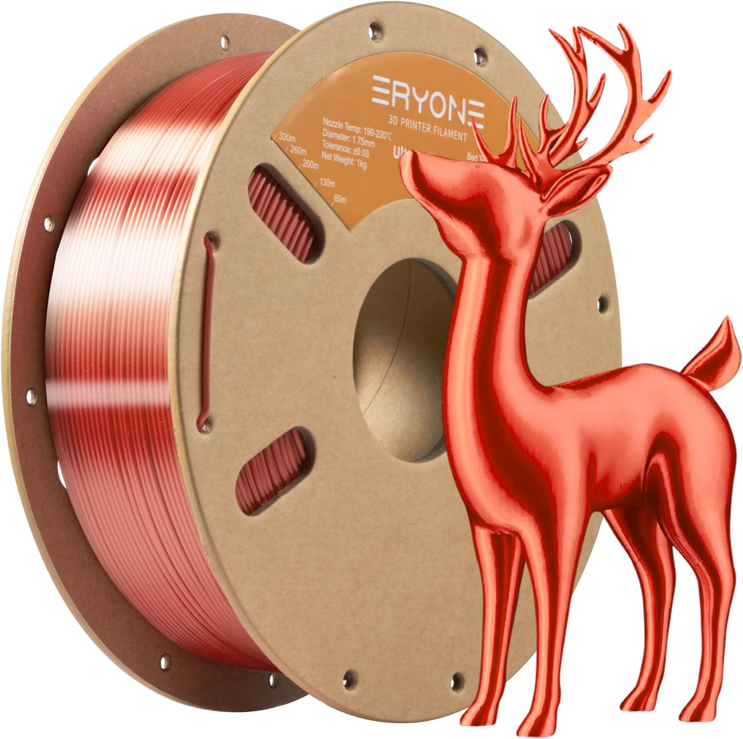 Eryone Ultra Silk Filament PLA1.75mm,3D Printing PLA Filament +/-0.03mm for 3D Printer and 3D Pen, 1kg (2.2lbs)/Roll Copper