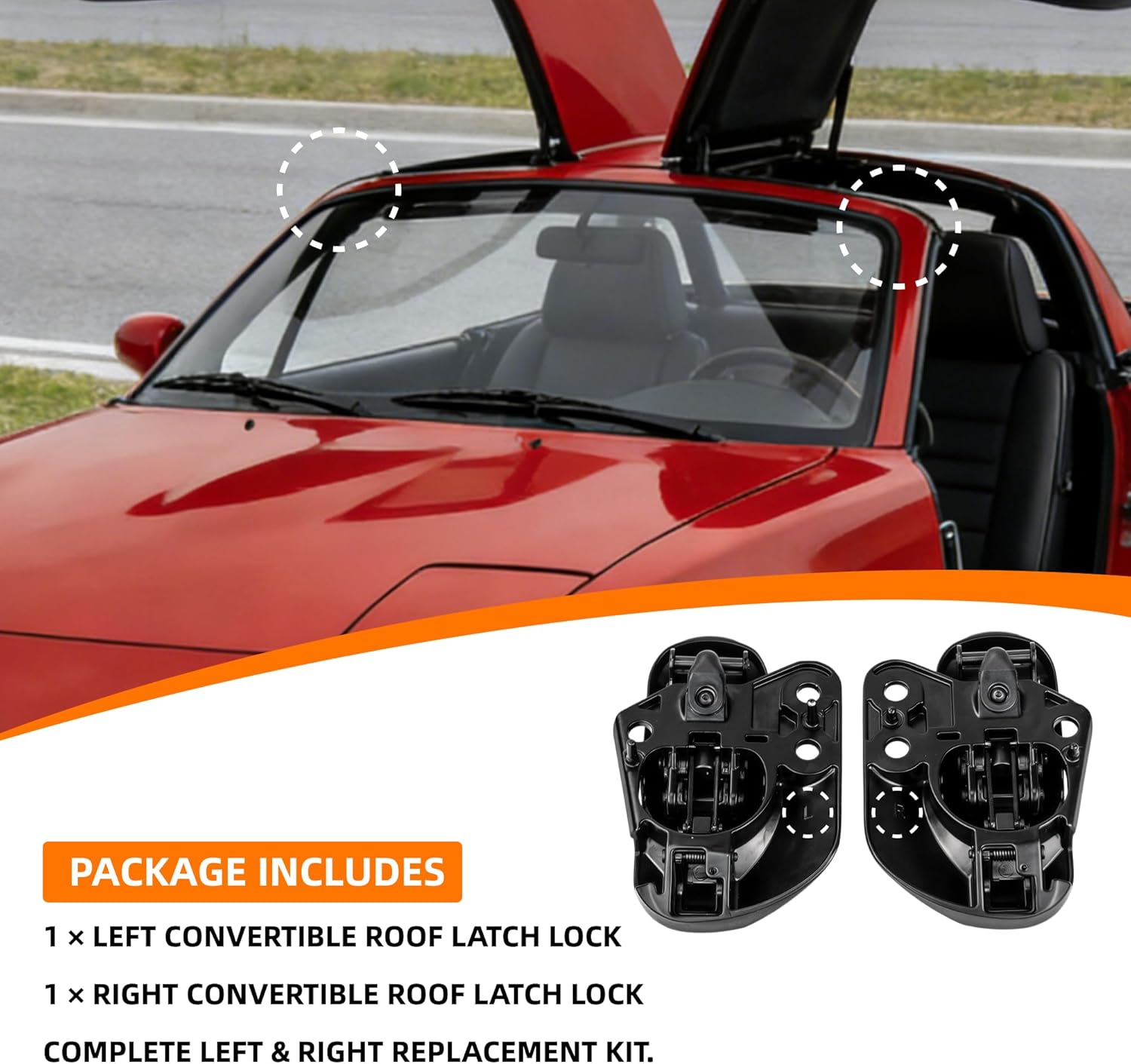 NA01-R1-310L Soft Top Convertible Roof Latch Lock Set Left & Right Pair Compatible with Mazda Miata MX-5 1990-2003, Replacement for NA01-R1-310L & NA01-R1-320L, Pair of Soft Top Latches