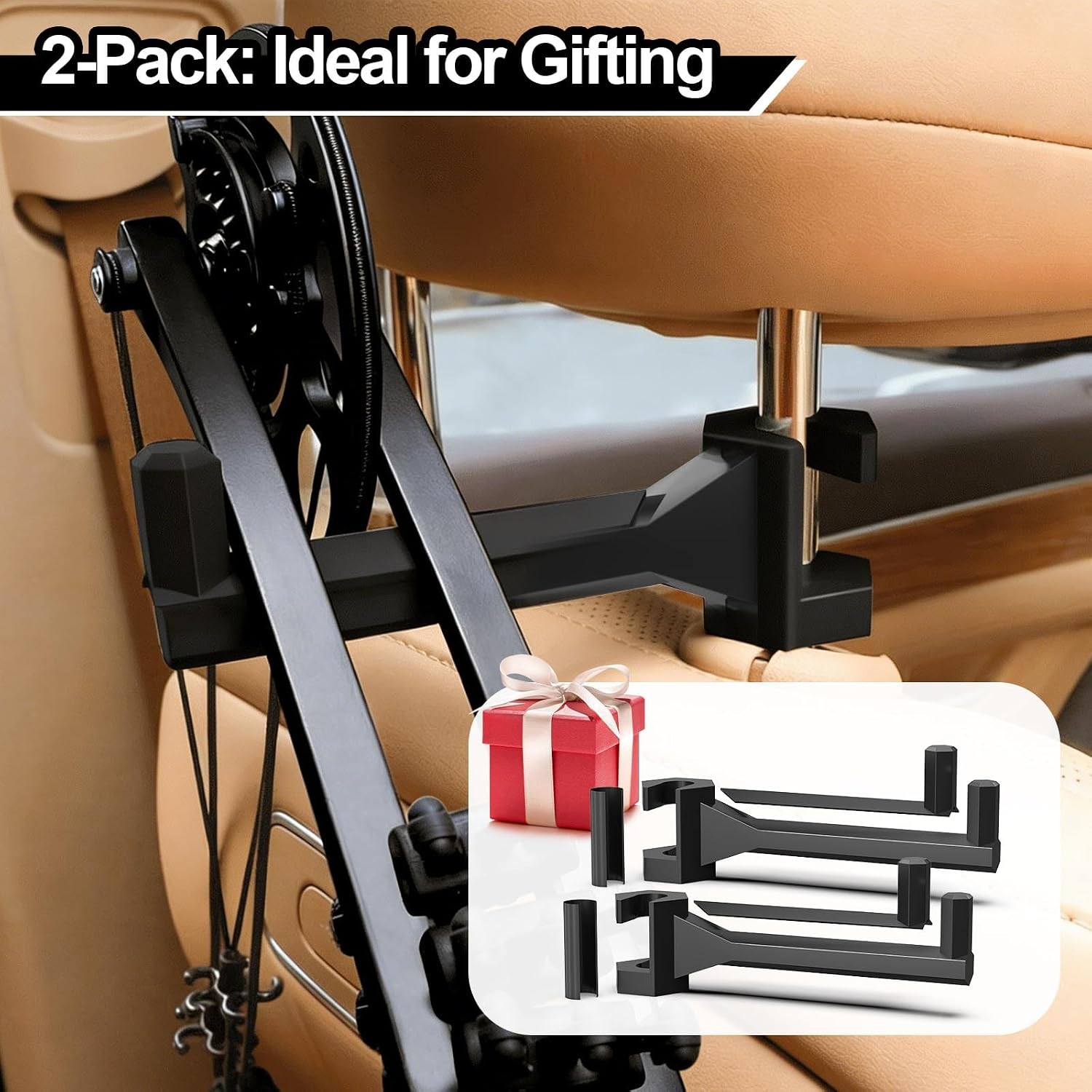 Buddy 2-Pack - Universal Vehicle Headrest Mount for Compound Bows, Secure & Space-Saving Storage for Trucks/SUVs/Cars, Soft-Padded Anti-Scratch Design