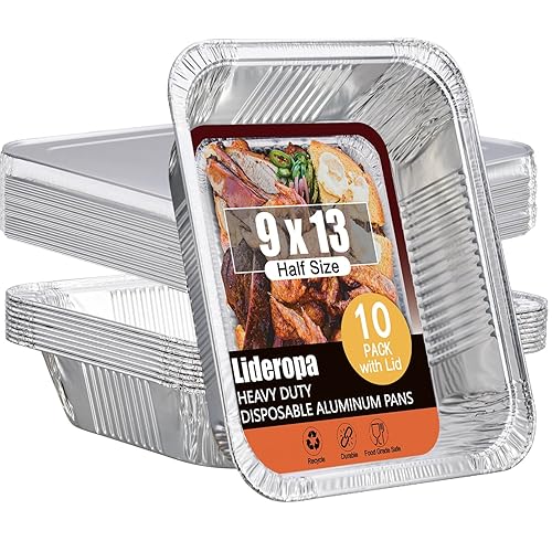 Disposable Aluminum Foil Pans with Lids 9x13-10 Pack Aluminum Foil