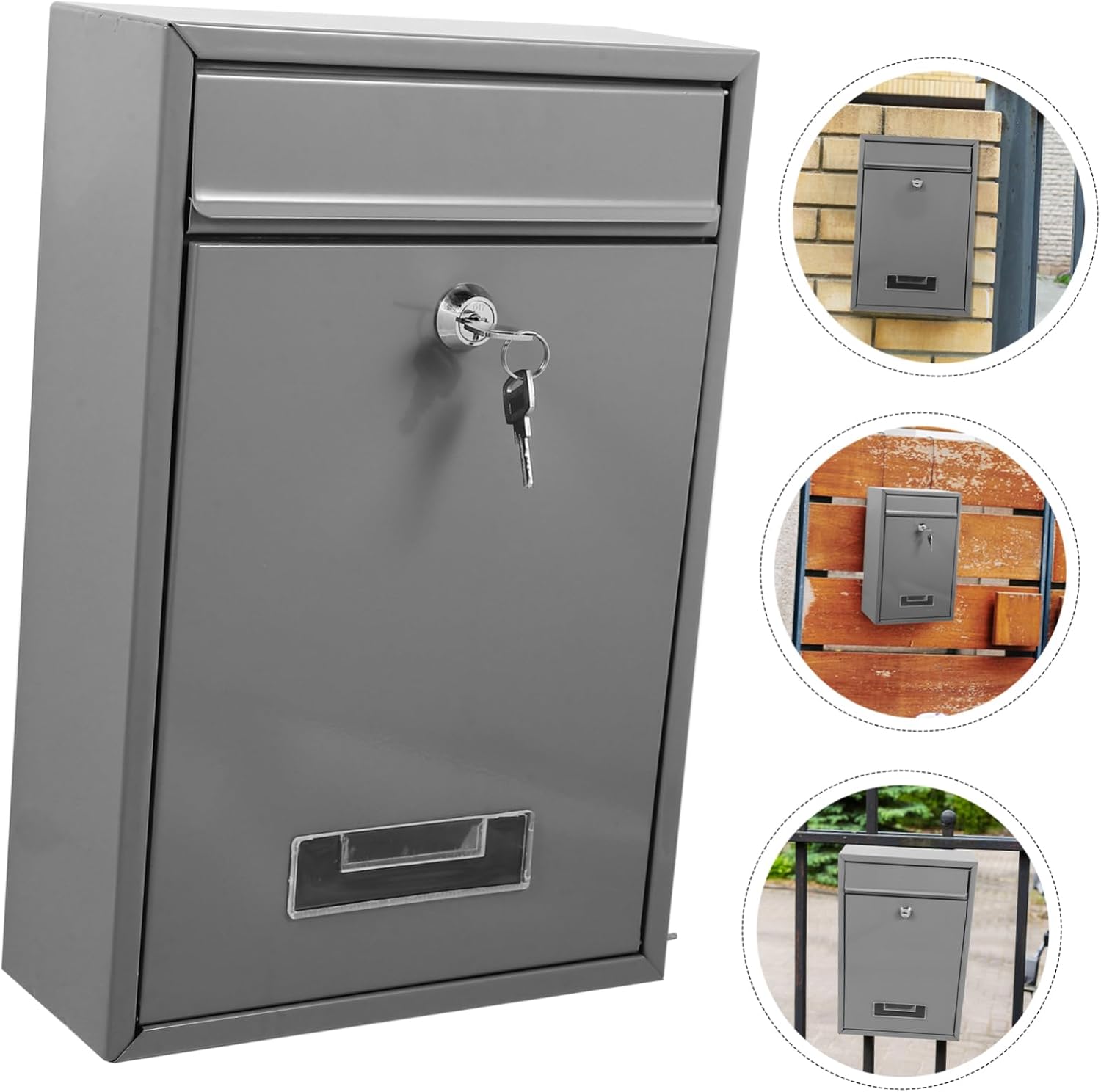 Homoyoyo Lockable Outdoor Wall Mailbox Key Lock Suggestion Box Mailbox Wall Mount