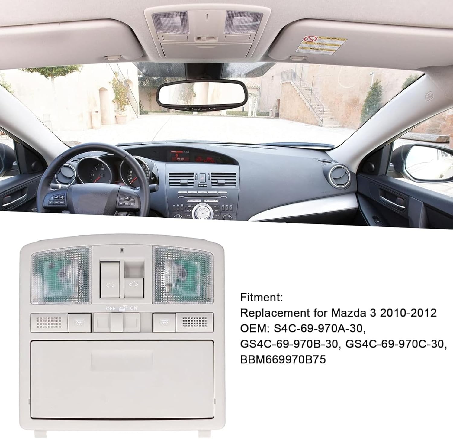 Car Sunroof Light Switch for Mazda 3 10‑12 Overhead Sunroof Switch Console Down Light Glasses Storage BBM669970B75 S4C-69-970A-30 GS4C-69-970B-30
