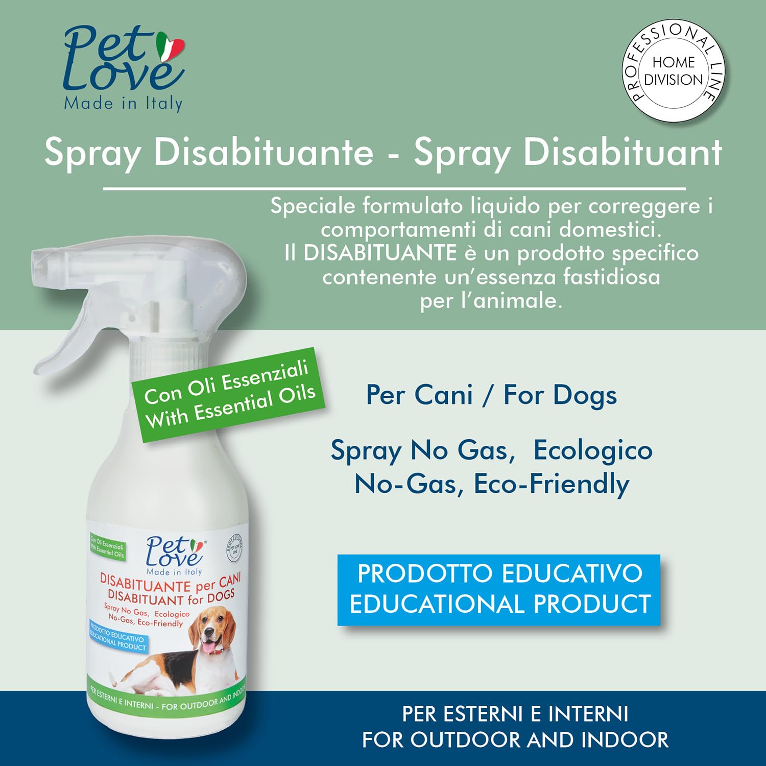 PET LOVE Spray Disabituante Repellente per Cani - Anti Urina per Interni ed Esterni - Barriera Olfattiva - 350 ml