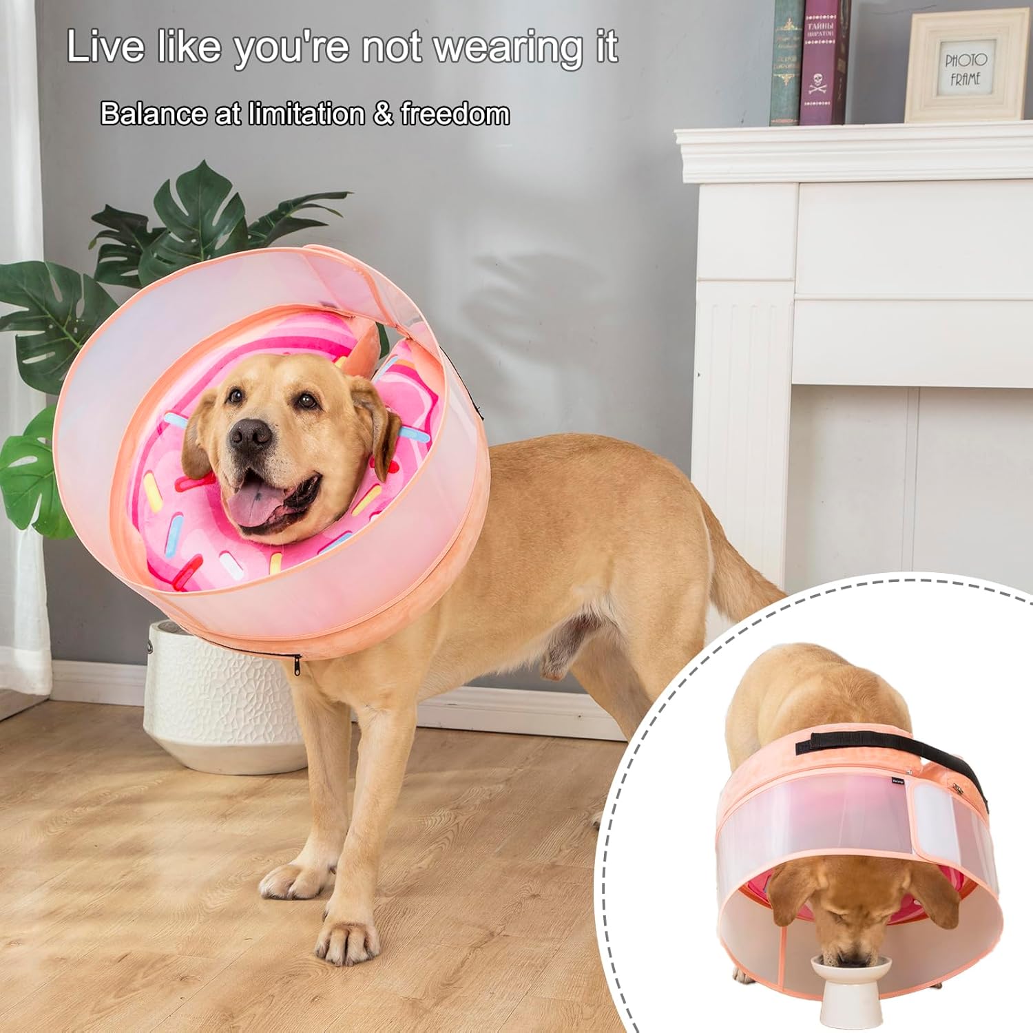 Inflatable Dog Cone Collar with Enhanced Anti-Licking, Soft Neck Donut for Dogs Cats, Recovery Pet Cone Collar After Surgery for Large Medium Small Dogs (Donut Pink2, Medium+)