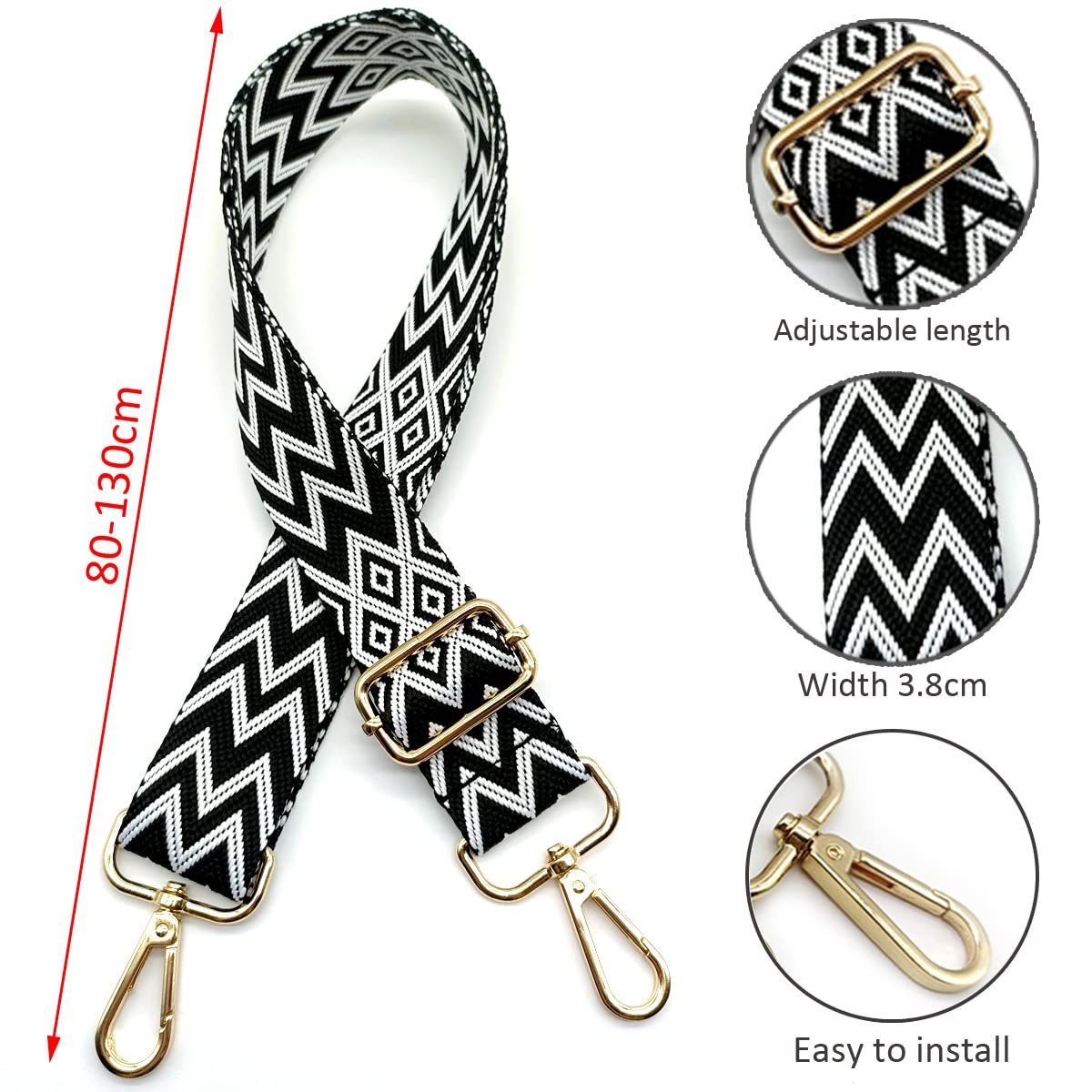 Bandouliere De Rechange Reglable Bleu, Sangle De Sac A Main Remplacement, Sangle De Rechange Universelles Mit Boucle Dore Pour Femme Sac à Main, Sac à Bandoulière Accessoires, 712