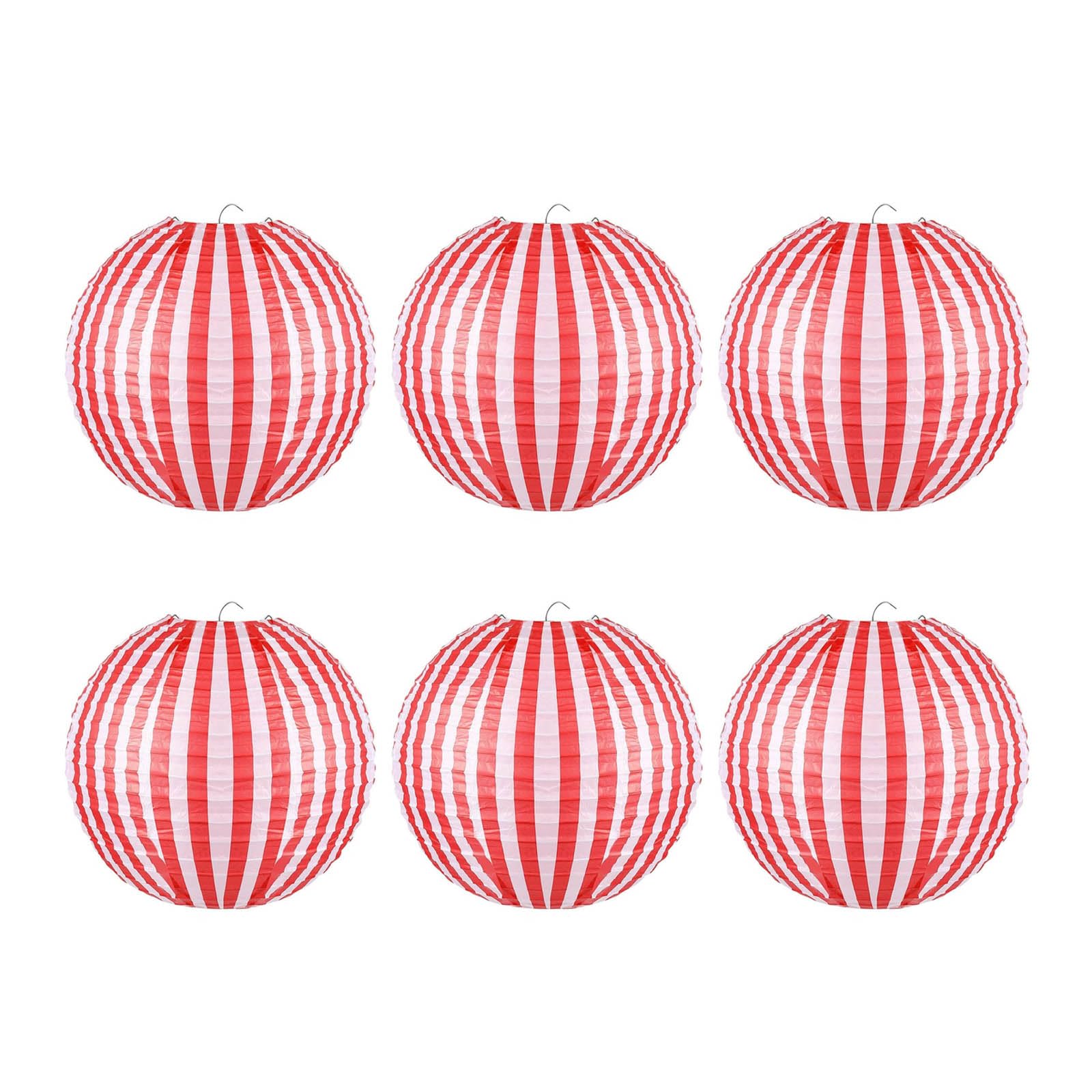 Buxuaaaa 6PCS Red and White Striped Paper Hangings for Party Decorations and Festival Celebration Easy Assembly and Hangings