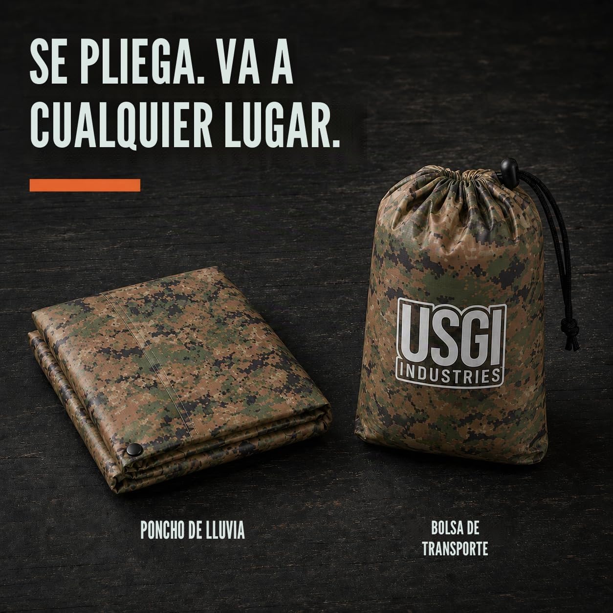 USGI Industries - Poncho de estilo militar multiusos, material ripstop (antidesgarro), de camuflaje, para lluvia