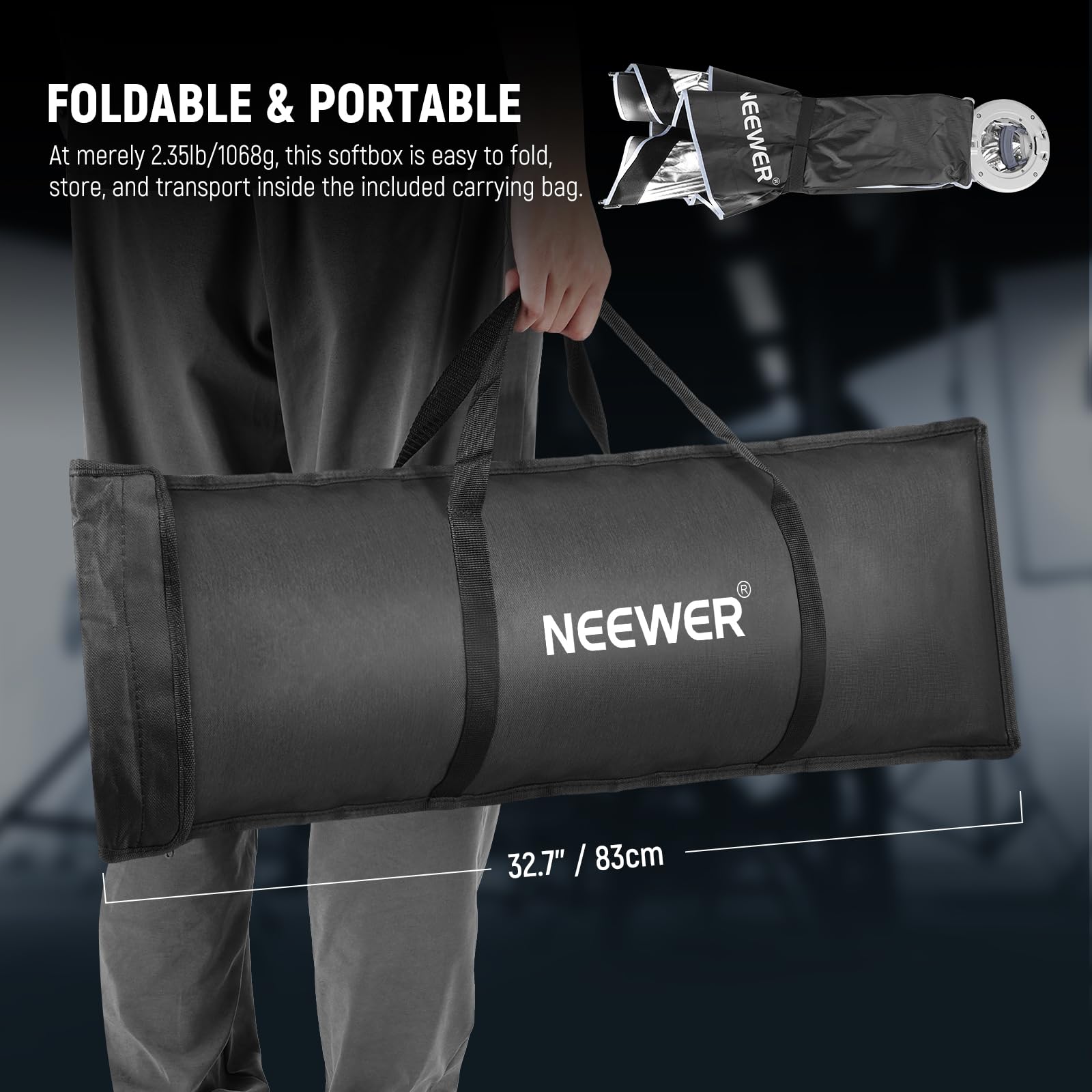 Neewer 61 cm x 89 cm prostokątne pudełko softbox, szybkie odpinanie, miękkie pudełko z mocowaniem Bowens, dyfuzory, siatka, torba, kompatybilne z Aputure 120d kompatybilne z Godox SL60w Q4 AS600B