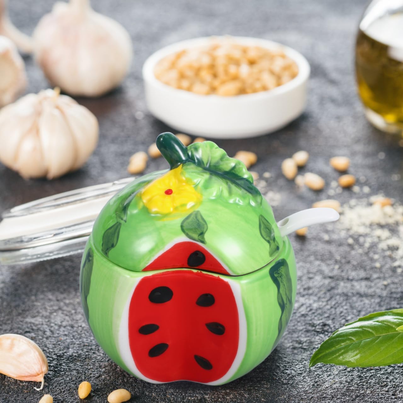 OUNONA Ceramic Seasoning Jar Fruit Shaped Storage Jar for Kitchen Use