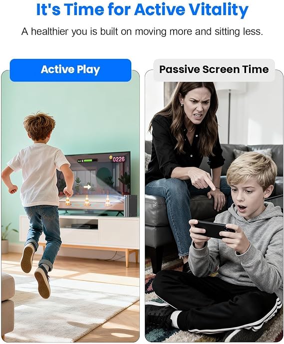 AR Motion Game Console for Kids and Family: Plug and Play TV Video Game for Indoor Active Play Family Fun Parties - Gift for Boys and Girls 3+ (Grey and Black)