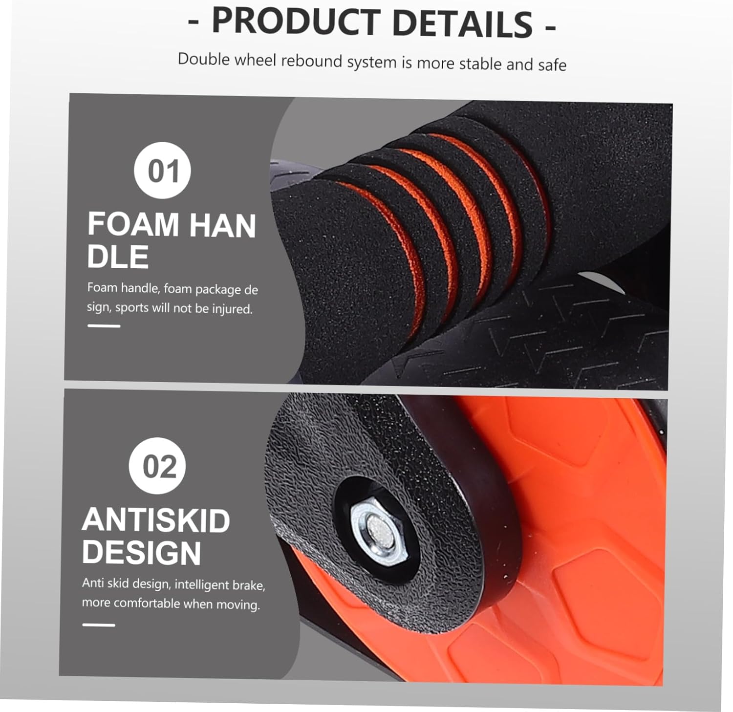 Ab Roller Wheel with Knee Pad Triangular Stability Core Workout Equipment for Home Gym Fitness Exercise Abdominal Wheel Board for Lower Back Strength and Injury Prevention