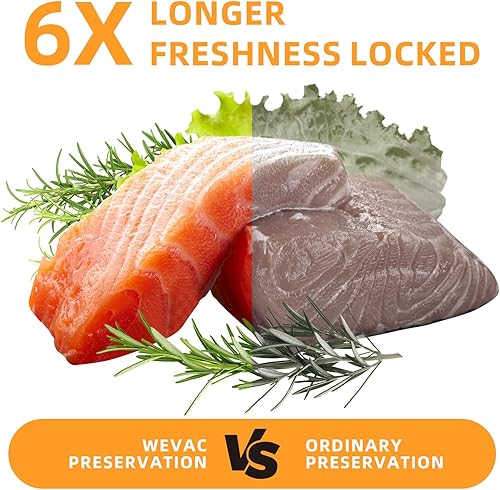 Vista 6 de Wevac - Bolsas sellables al vacío de 11 pulgadas x 16 pies. Paquetes de 3 rollos para Food Saver, Seal a Meal, Weston. Tipo comercial, sin BPA