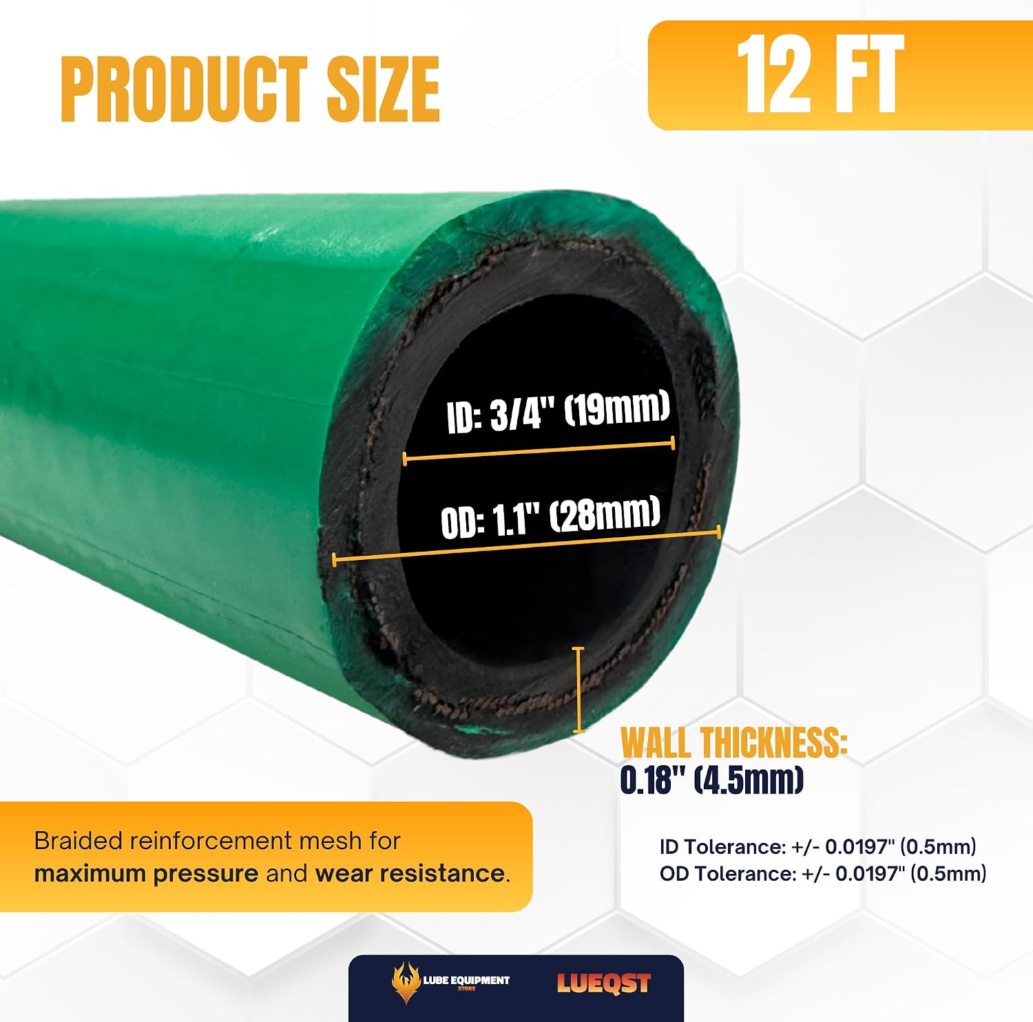 LUEQST 3/4" Fuel Transfer Hose with 360° Z Swivel - Solid Color Heavy Duty Hose for Gasoline, Diesel, Kerosene & E15/E85-260 PSI Working Pressure - Assembled in USA (GREEN, 12 ft)
