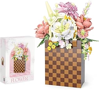 مجموعة مكعبات بناء باقة الزهور من تويز لاند سلة زهور صناعية 1208 قطعة النباتات لديكور المنزل هدايا عيد ميلاد للاطفال والنساء ايه