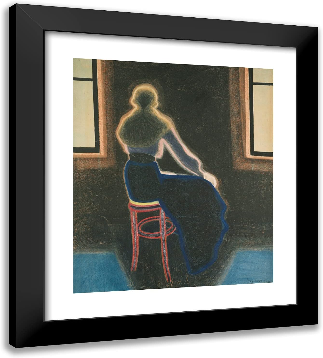 ArtDirect Spilliaert, Leon 20x22 Gold Ornate Framed Art Print with Double Matting Titled: Young Woman on a Stool