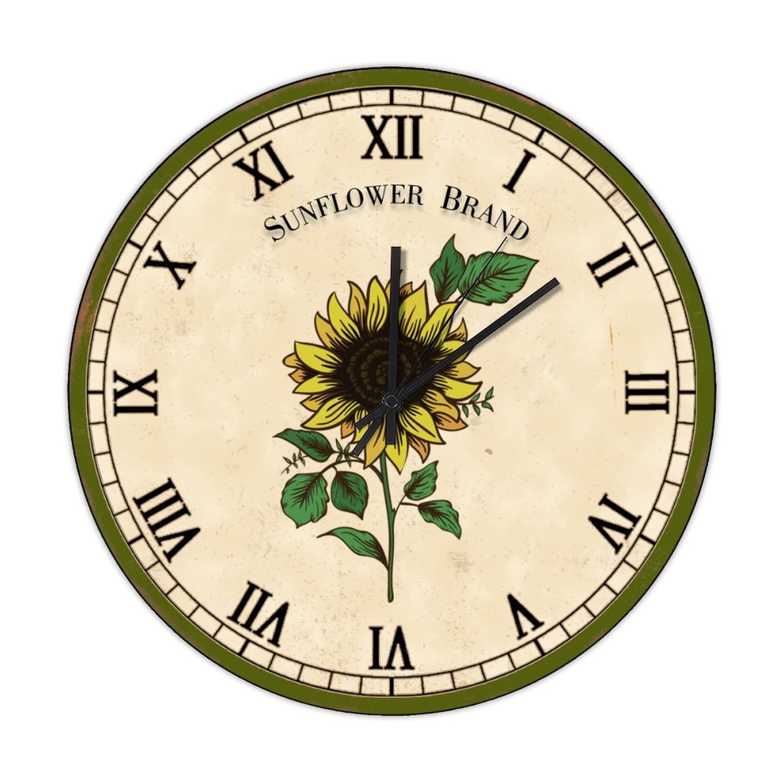 Horloge murale rétro tournesol grand cadran lisible à piles 38cm