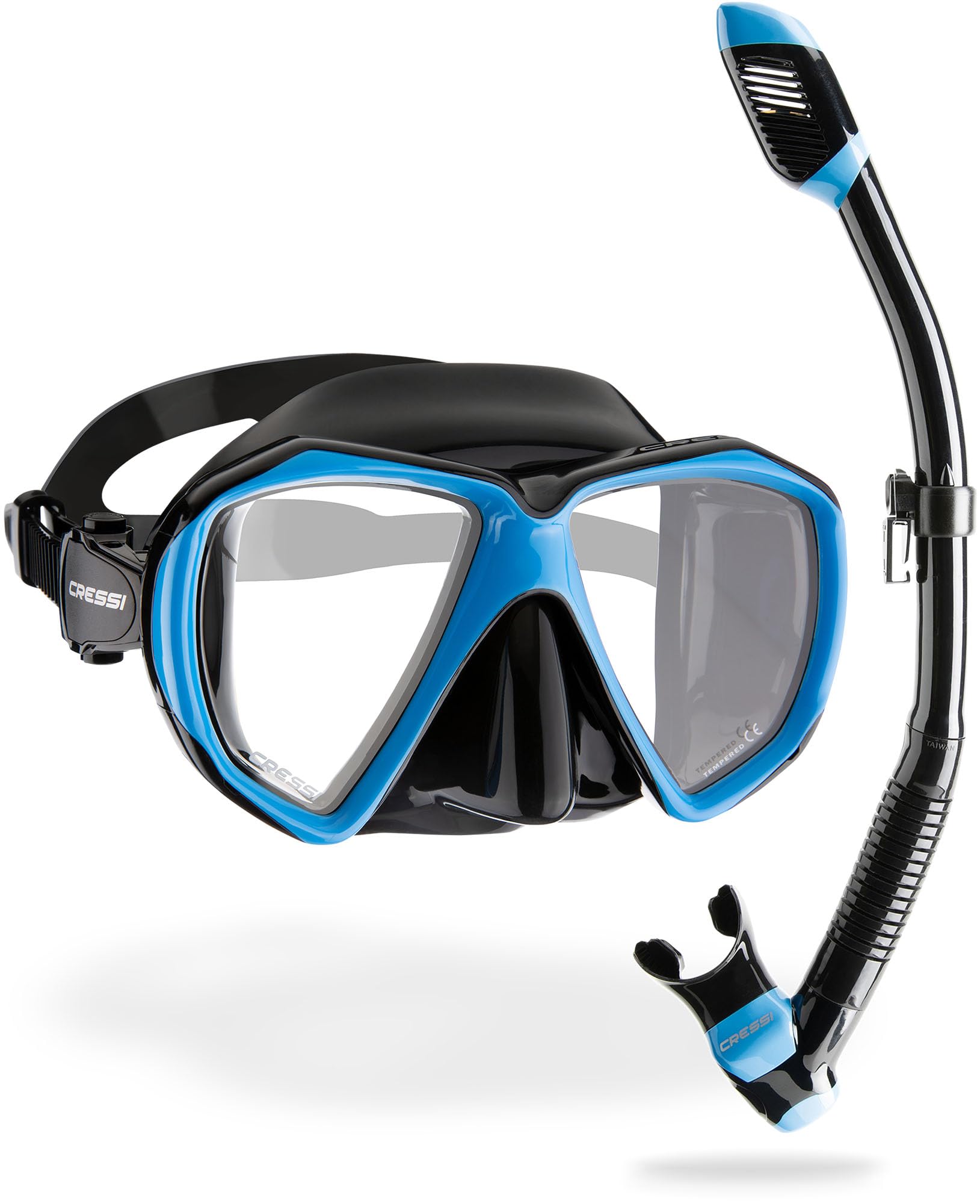 CRESSI Set Ranger & Dry - Conjunto de Esnórquel Adultos, Máscara Ranger y Tubo Dry en Práctico Estuche,Talla Única