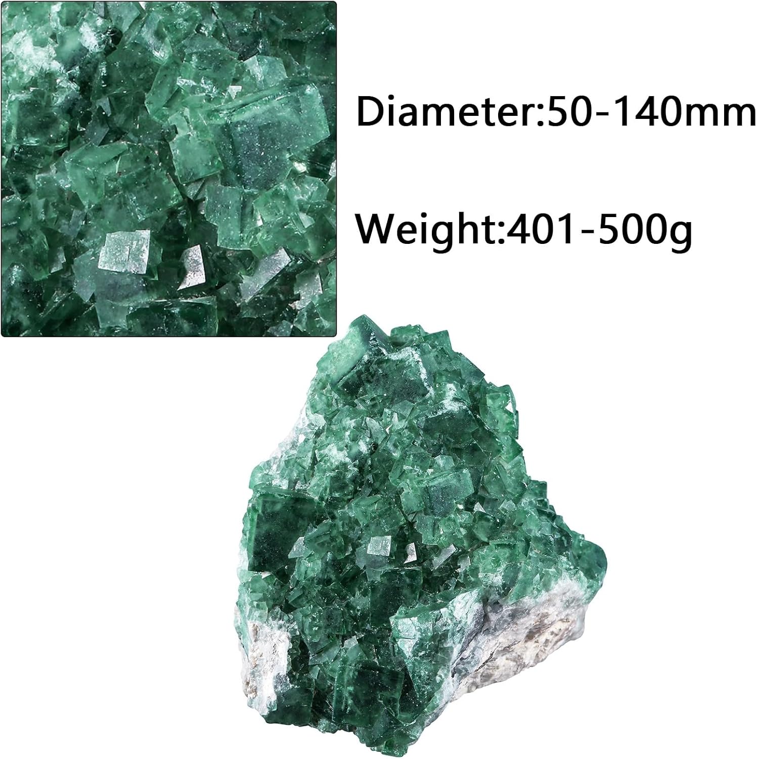 Sportmusies Natural Green Fluorite Crystal Cluster Mineral Specimen Decoration for Home Office, Raw Stone for Healing Meditation Yoga, 1.97-5.51 inches