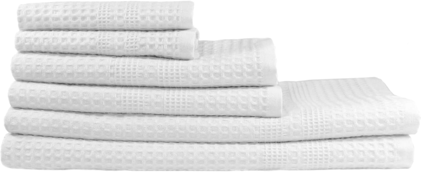 - GILDEN TREE Waffle Towel Set Quick Dry Thin | 2 Bath Towels | 2 Hand Towels | 2 Washcloths, Classic Style (White)