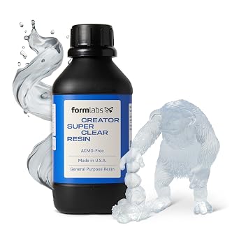 Formlabs 3D Printer Resin [Creator Super Clear], 405nm LCD UV-Curing Standard Photopolymer Resin for Highly Detailed Models, Ultra Low Odor, Made in USA, ACMO-Free, for LCD/DLP 3D Printing 1000g