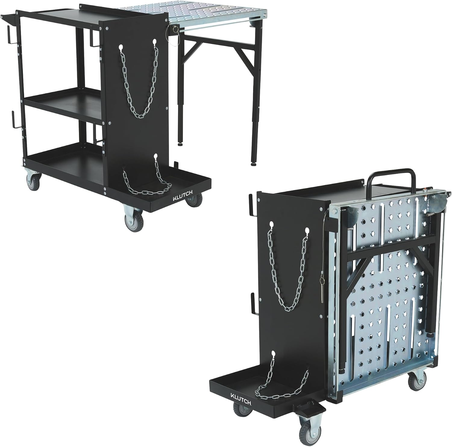 Klutch 3-Tier Welding Cart and Table Combo, 200-Lb. Capacity, 16-Ga. Steel