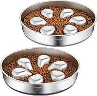 Vista 10 de Cuenco para perro de alimentación lenta, 1 taza para cachorros pequeños, cuenco de rompecabezas de acero inoxidable 304 de doble capa, antiasfixia