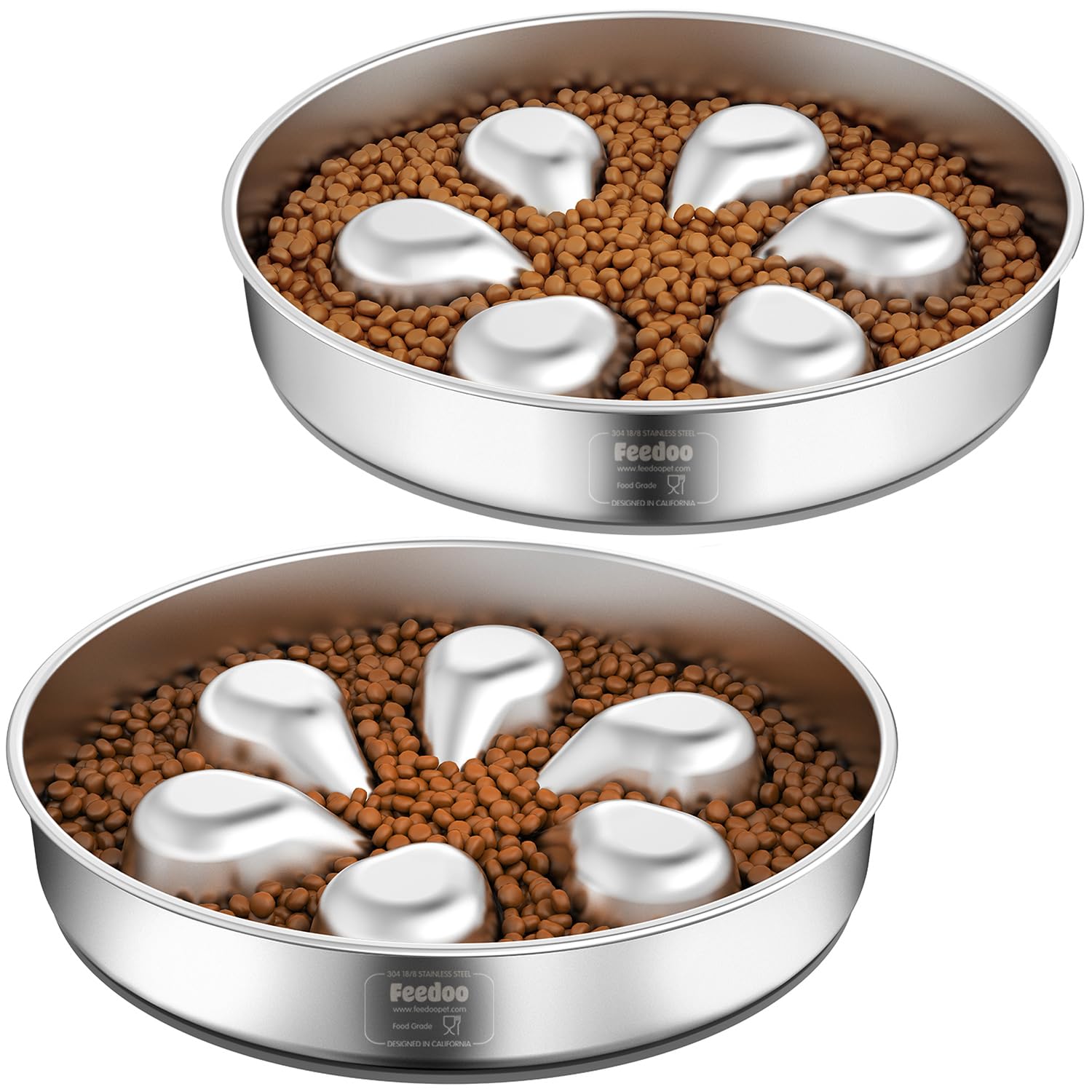 Feedoo Slow Feeder Dog Bowl-3.5Cups for Large Breeds, Food Grade 304 Stainless Steel Dog Bowls with Non-Slip Base, Maze Pet Dish to Slow Down Eating,