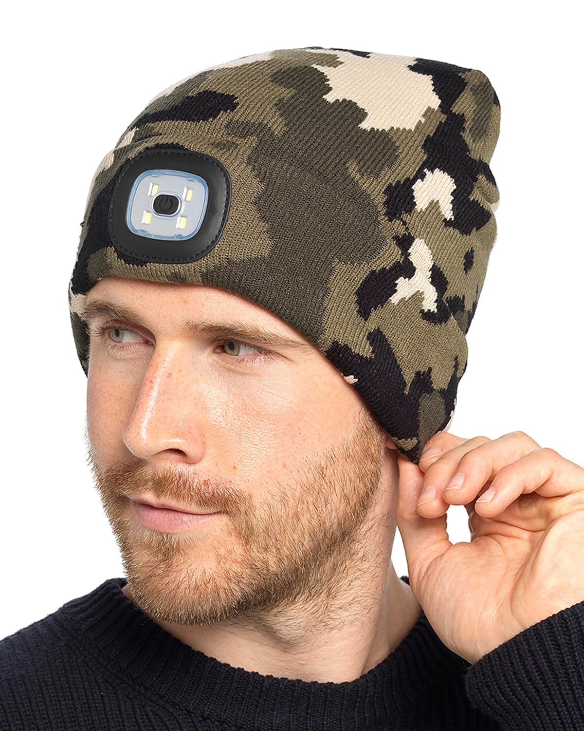 Undercover Adults Beanie LED Light Hat GL1043 Khaki Camo