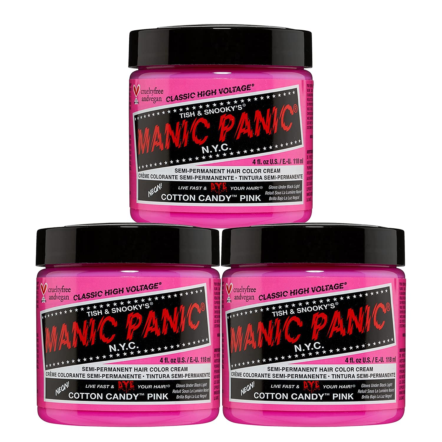 Manic Panic Semi Permanent Hair Color Cream Cotton Candy Pink, 4oz