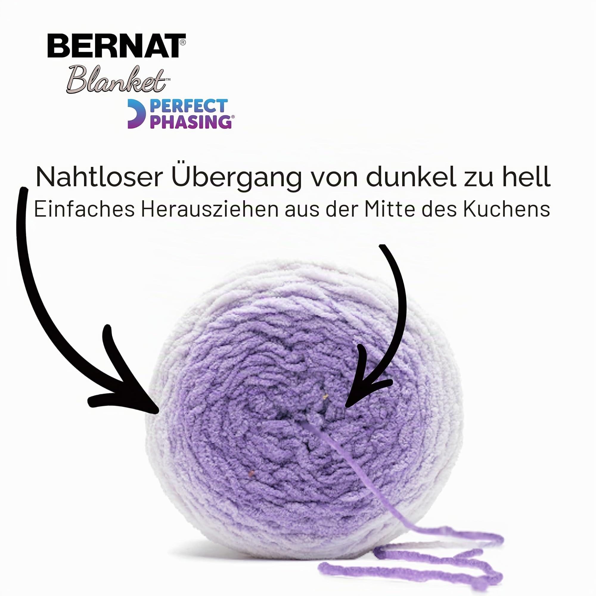 Bernat Blanket Perfect Phasing Garn, 2er-Pack à 299,37 g, 100% Polyester, Nr. 6 Super Bulky, 201 m, für Stricken, Häkeln, Handarbeiten und Amigurumi, Tiefblaue Torte