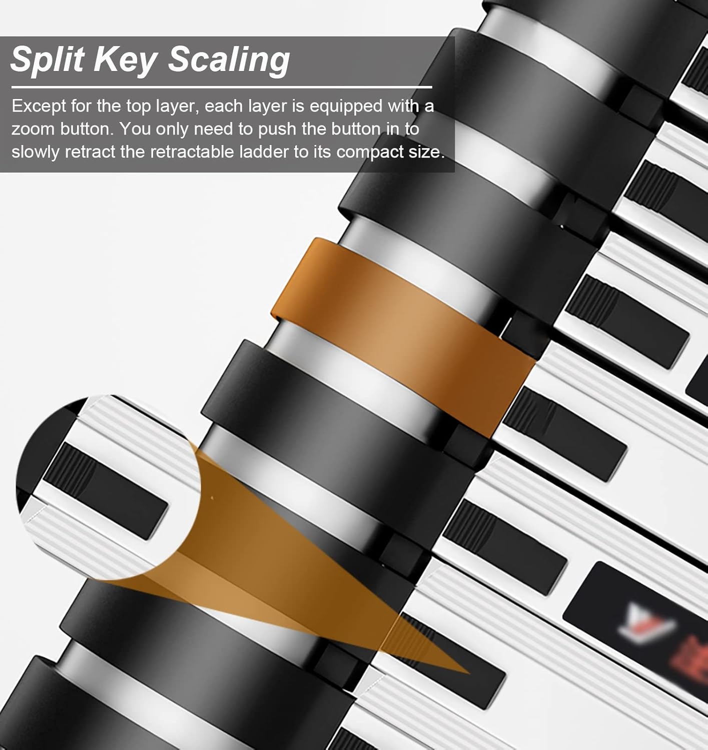 Compact Metal Telescoping Ladder for Loft RV Household, Portable Telescopic Ladder with Non-Slip Rubber Feet, Max Load 150kg/330lb (Size : 2m/6.5ft)