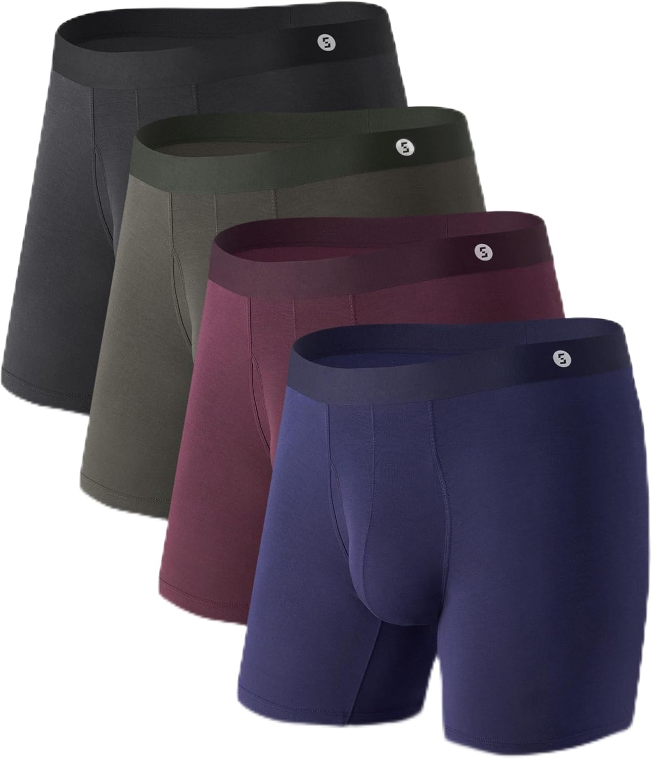 Separatec Mens Underwear with Separate Pouch Moisture Wicking Micro Modal Boxer Briefs Seamless Underwear with Fly 4 Pack