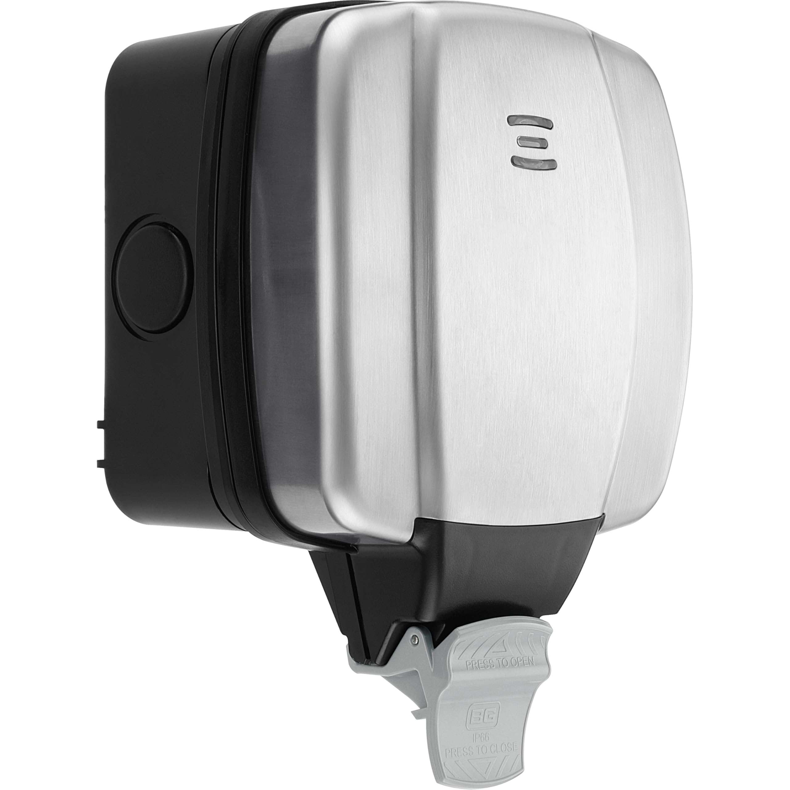 British General BG Electrical WPL21 Single Outdoor Weatherproof Switched Socket, IP66 Rated, 13 Amp, Stainless Steel