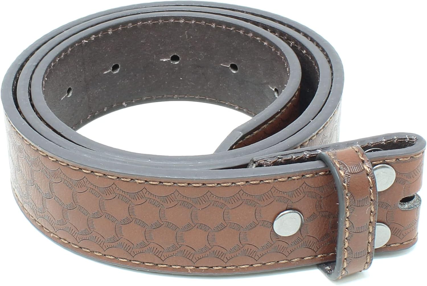 BC Belts Leather Belt Strap with Dragon Scale Embossed Pattern 1.5" Wide with Snaps - Image 2
