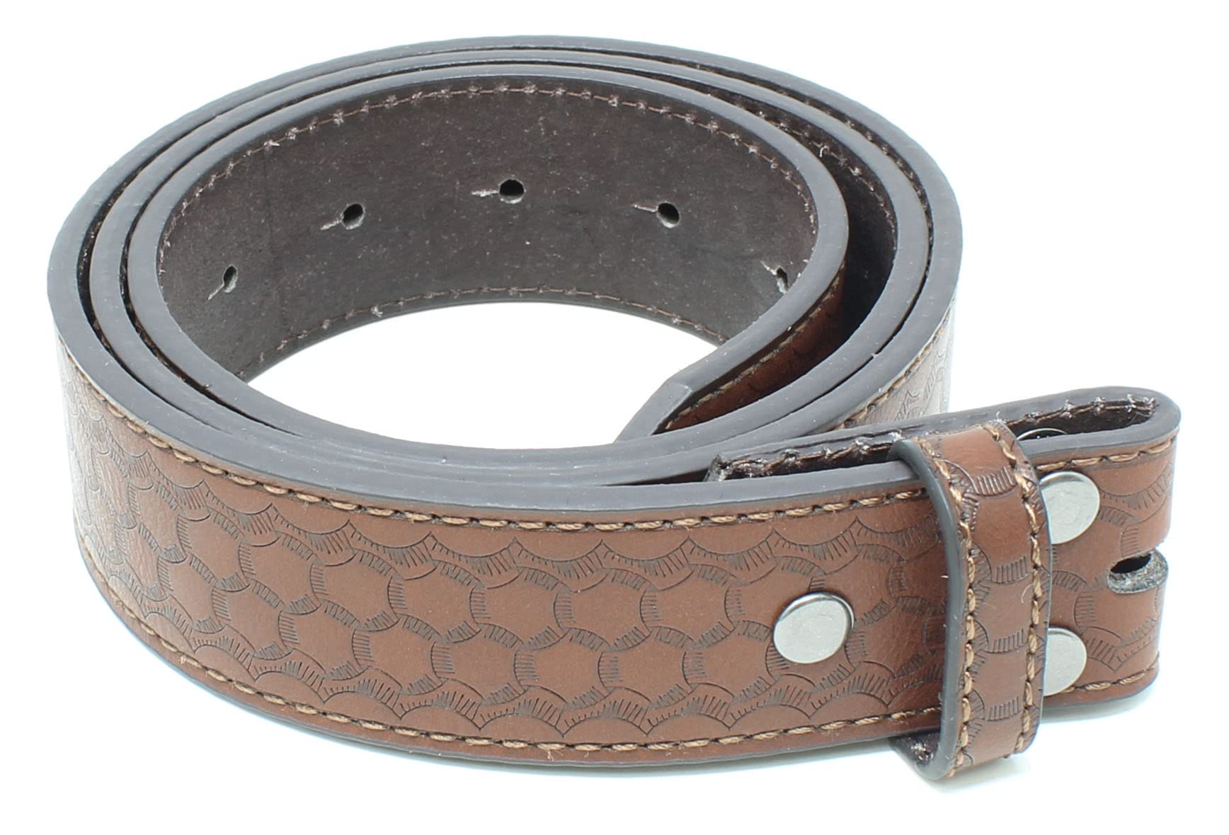 BC Belts Leather Belt Strap with Dragon Scale Embossed Pattern 1.5" Wide with Snaps