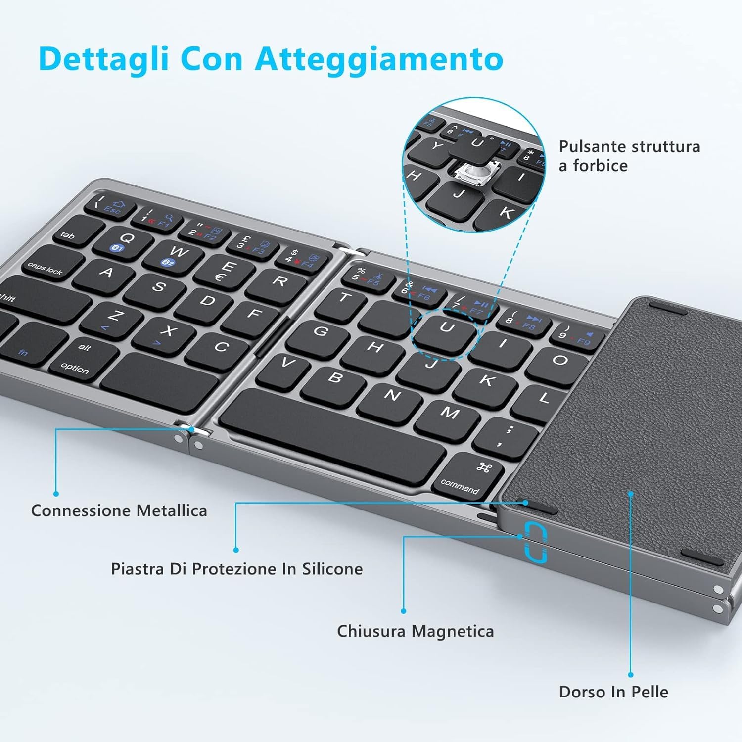 seenda Tastiera Bluetooth Pieghevole, Tastiera Wireless Leggera con touchpad, doppio Pairing, Ricaricabile, Connessione Stabile PC/tablet/iPad/Smart TV, Sistema Windows, iOS, Mac OS, Android