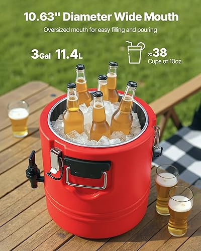 Miniatura 2 de VEVOR Dispensador de bebidas aislado, dispensador térmico de bebidas frías y calientes de 3 galones11.4L con grifo, jarra enfriadora de grado