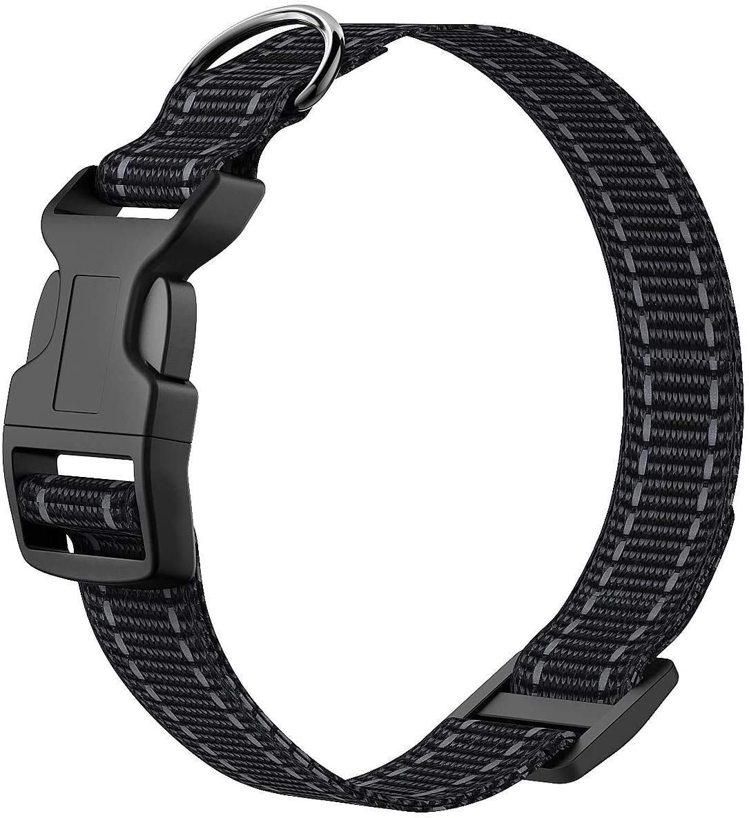 FunniPets Nylon Dog Collar, Adjustable Collar for Dogs, Black