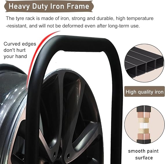 Rolling Tire Storage Rack for Repair Shop/Retail Store/Garage, Motorcycle Car Tire Rack/Multi-Tire Storage Holder, Commercial Metal Portable Spare Tyre Bike Fat Tires Display Stand